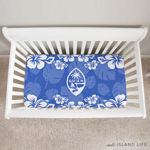 Guam Seal Blue Hibiscus Baby Crib Sheet