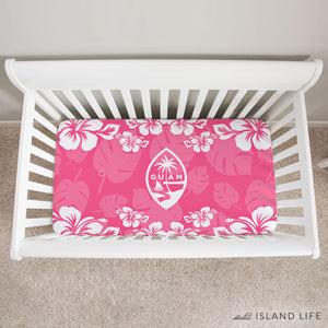 Guam Seal Pink Hibiscus Baby Crib Sheet