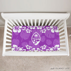 Guam Seal Purple Hibiscus Baby Crib Sheet