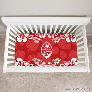 Guam Seal Red Hibiscus Baby Crib Sheet