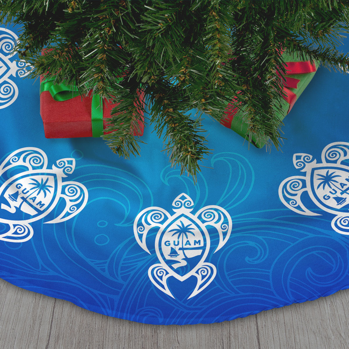 Guam Seal Island Tribal Turtle Christmas Tree Skirt