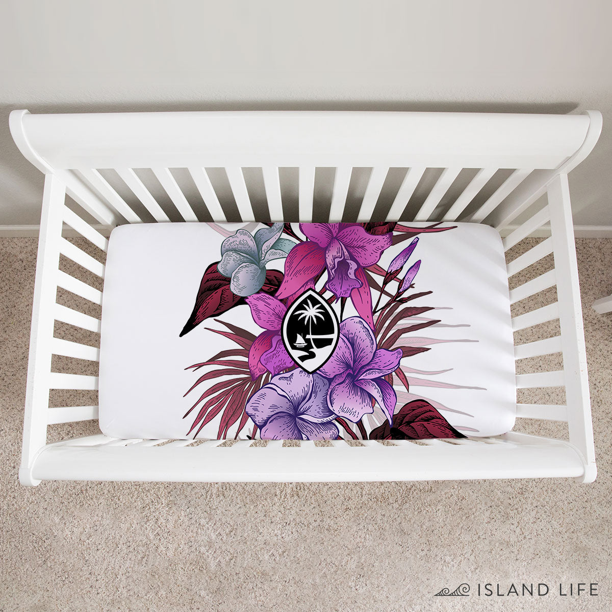 Guam Vintage Hibiscus Baby Crib Sheet