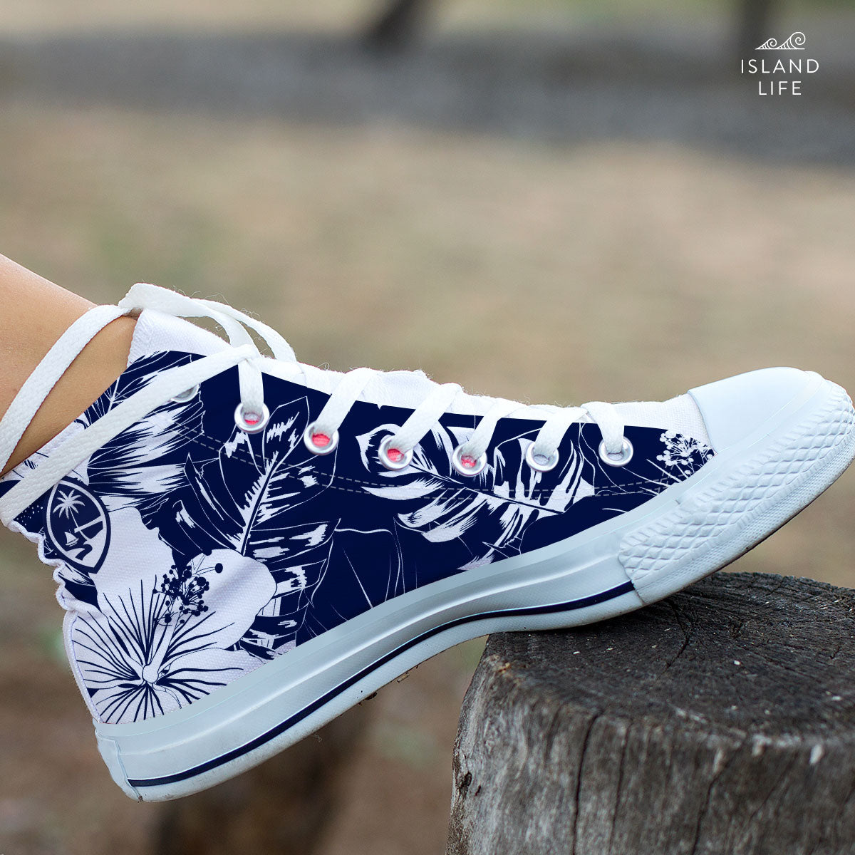 Guam Blue Floral High Top Shoe