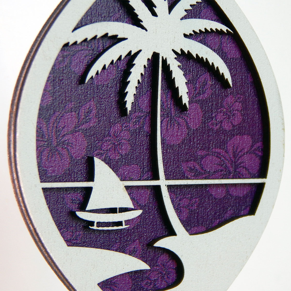 Guam Seal Purple Hibiscus Layered Wood Ornament