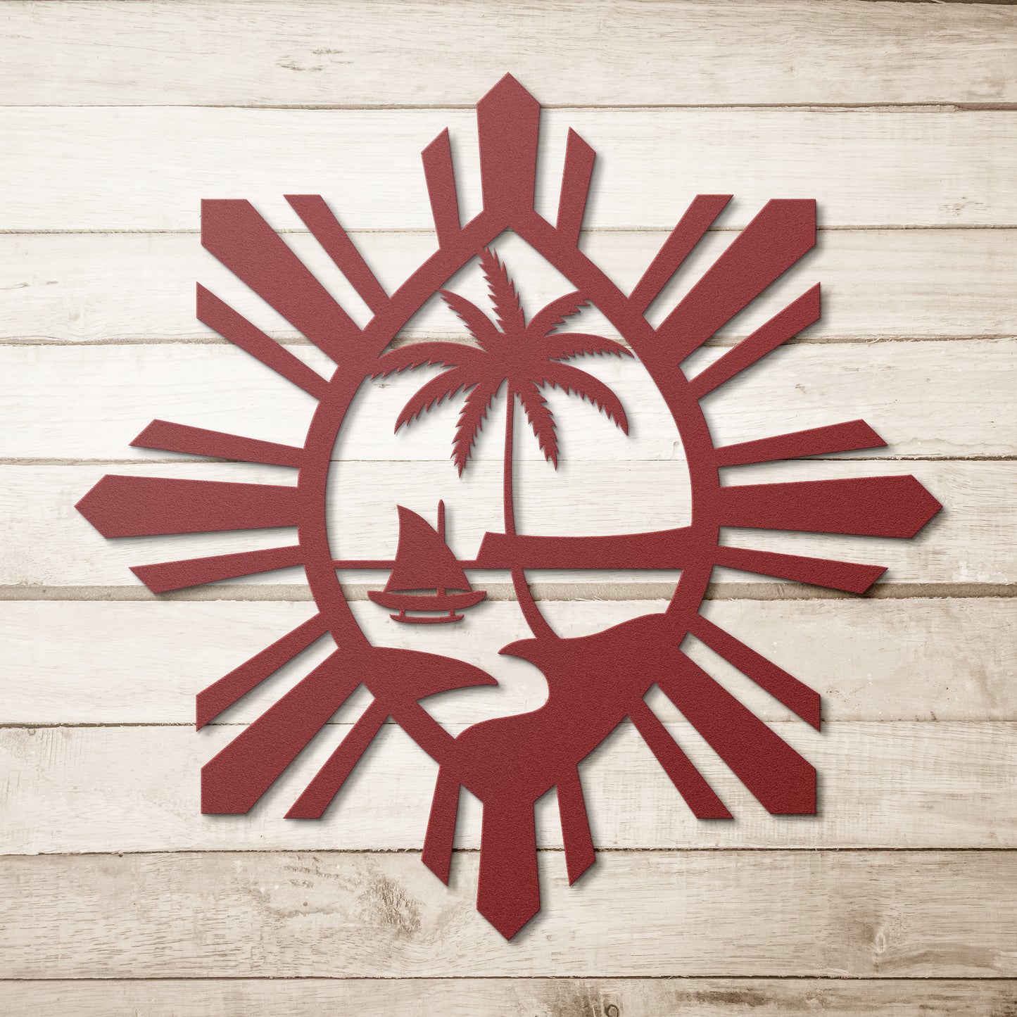 Guam Philippines Sun Metal Wall Decor Sign