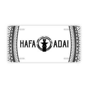 Hafa Adai Tribal White CNMI Saipan Tinian Rota Car License Plate