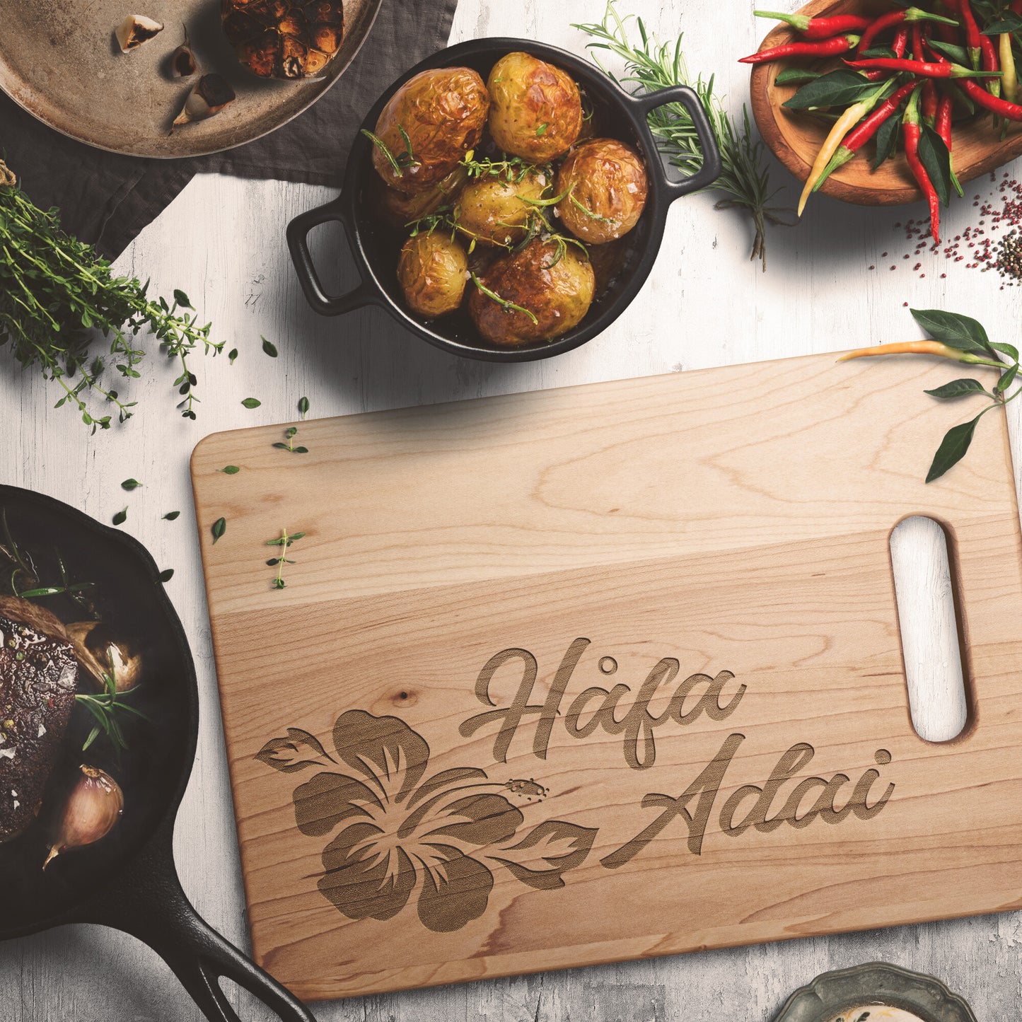 Hafa Adai Guam CNMI Hibiscus Maple Cutting Board