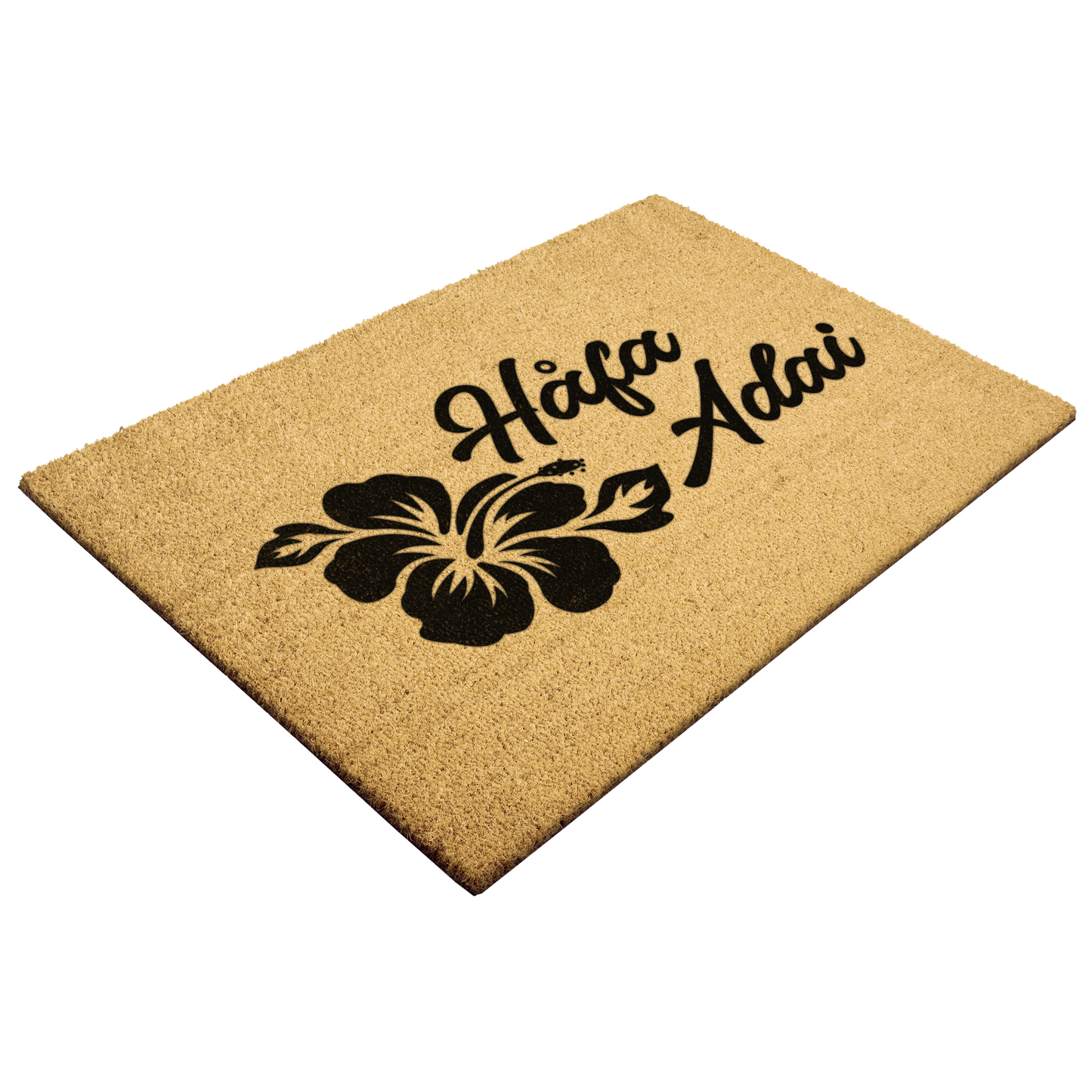 Hafa Adai Hibiscus Guam CNMI Outdoor Coir Door Mat
