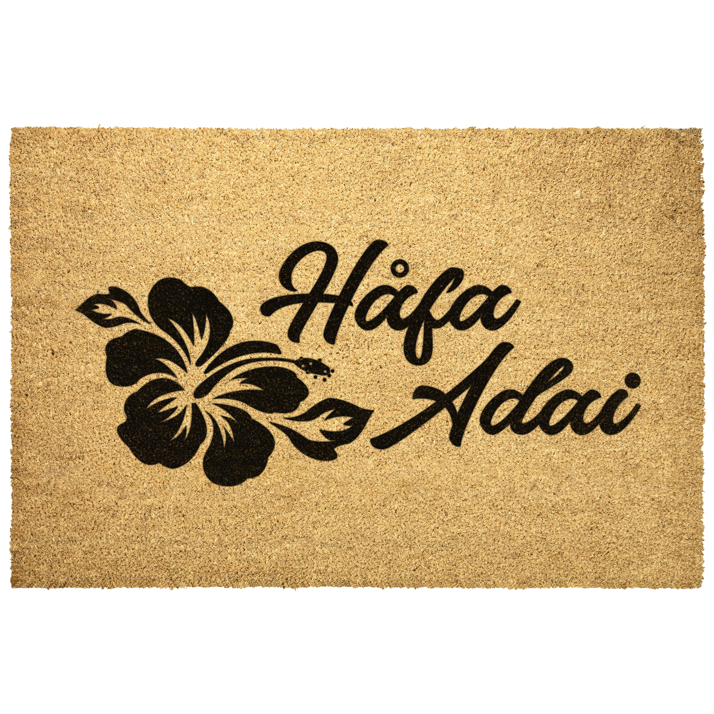 Hafa Adai Hibiscus Guam CNMI Outdoor Coir Door Mat