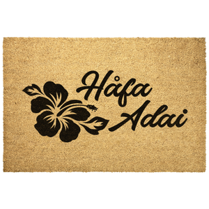 Hafa Adai Hibiscus Guam CNMI Outdoor Coir Door Mat