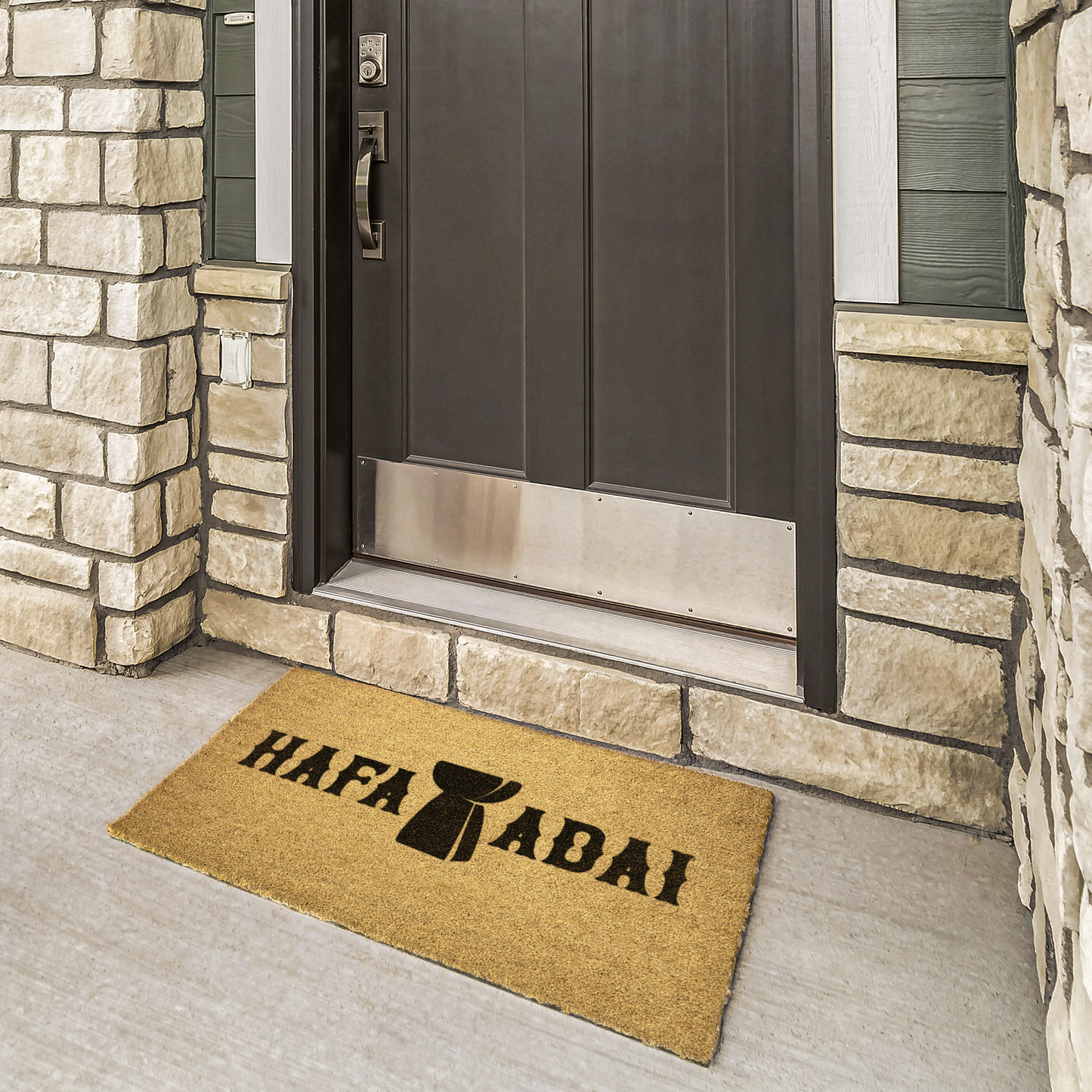 Hafa Adai Latte Stone Guam CNMI Outdoor Coir Door Mat