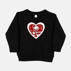Heart Guam Hibiscus Red Toddler Crew Neck Sweatshirt