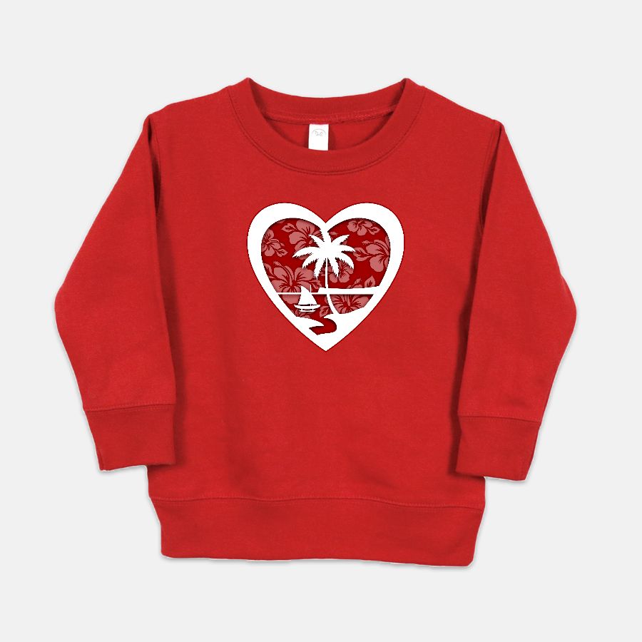 Heart Guam Hibiscus Red Toddler Crew Neck Sweatshirt