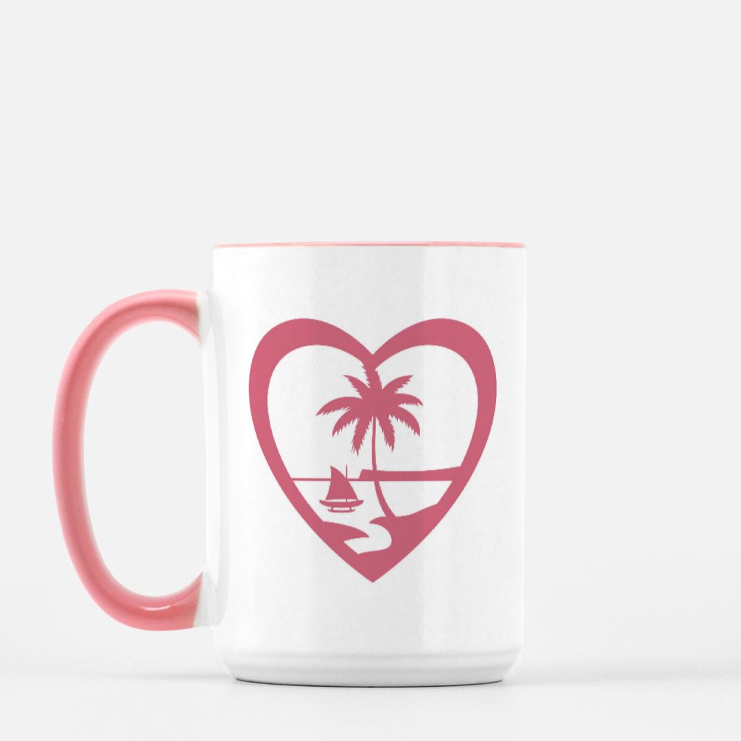 Heart Guam Island Girl Pink and White Deluxe Mug 15oz