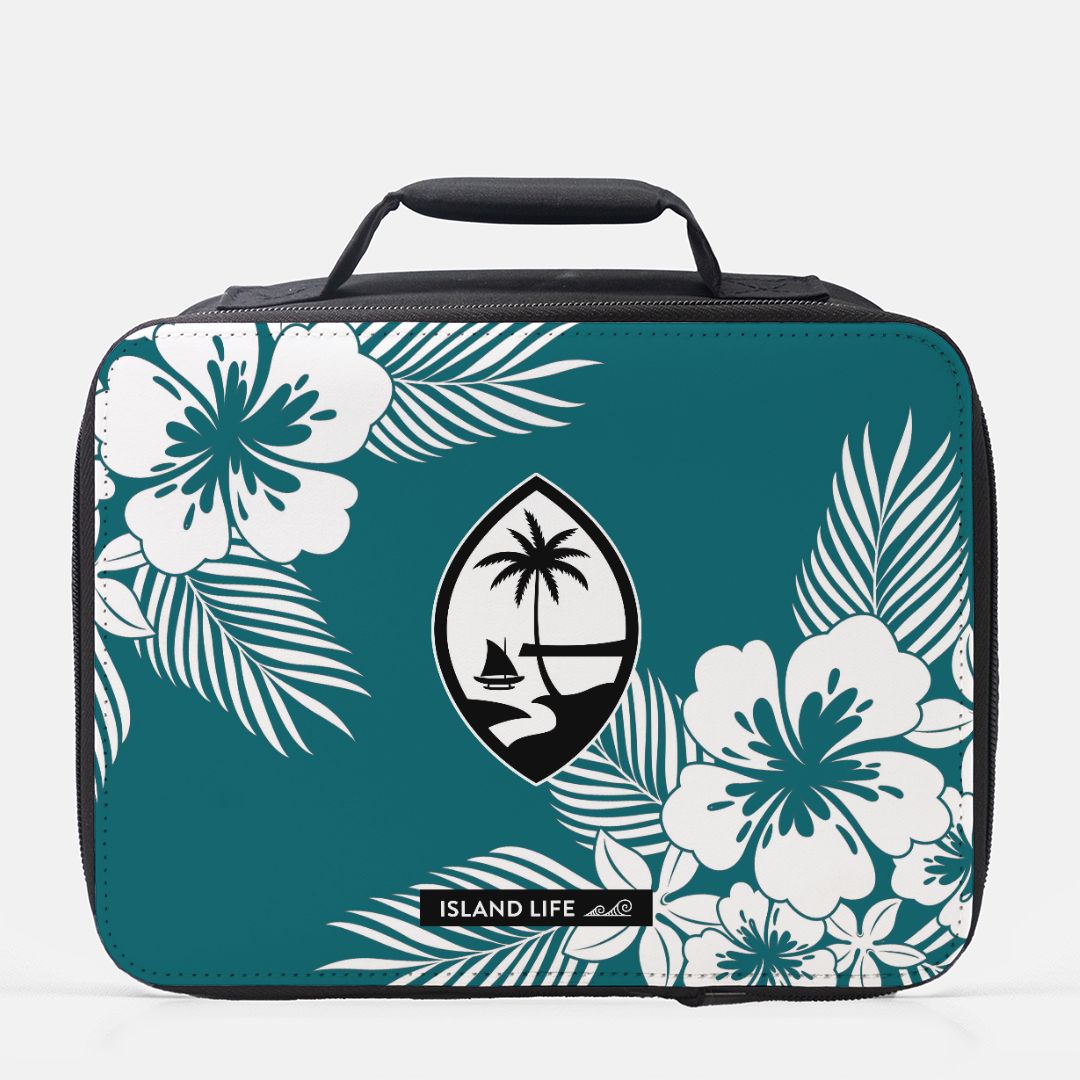 Guam Tropical Hibiscus Harbor Blue Insulated Lunch Box