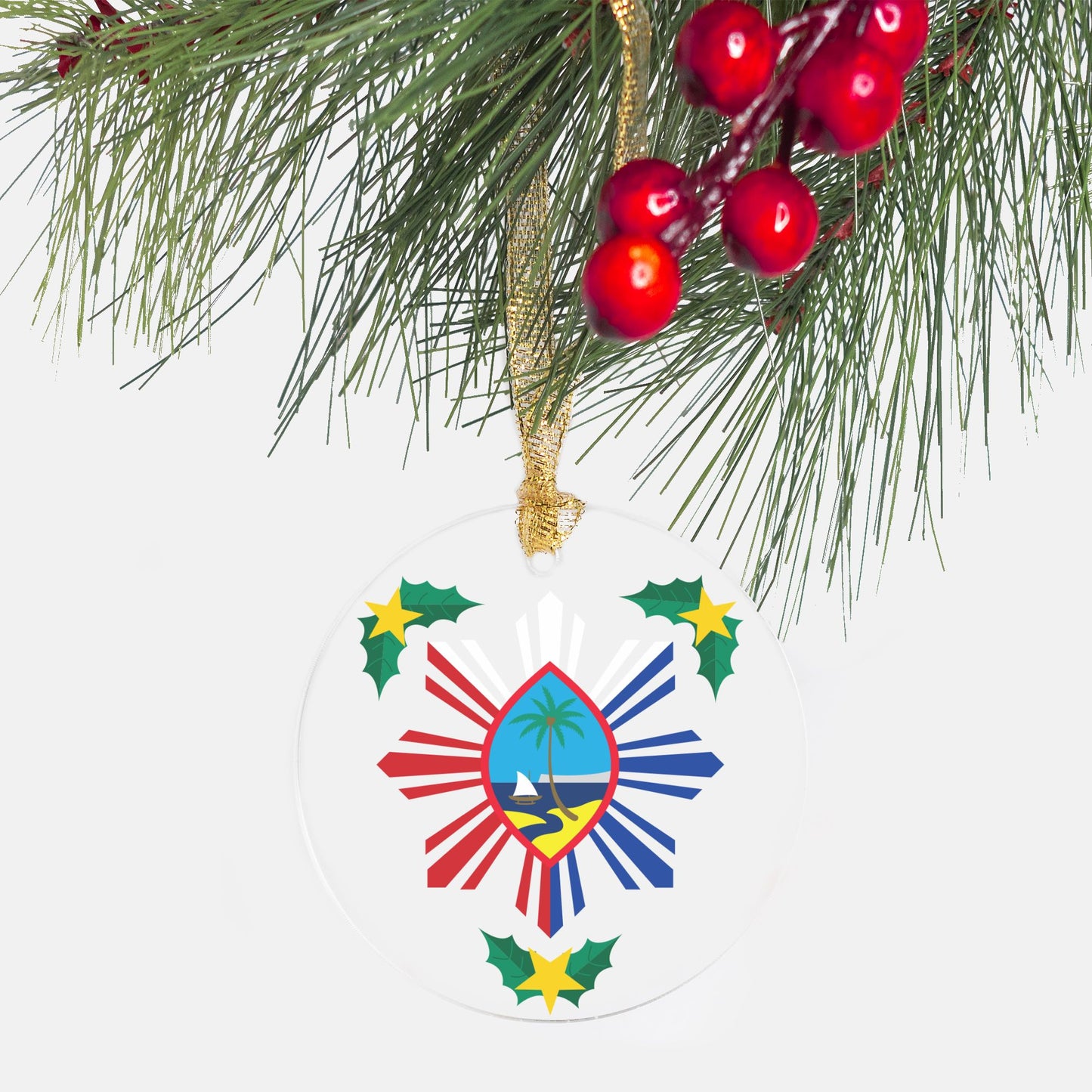 Guam Philippines Christmas Clear Acrylic Round Ornament