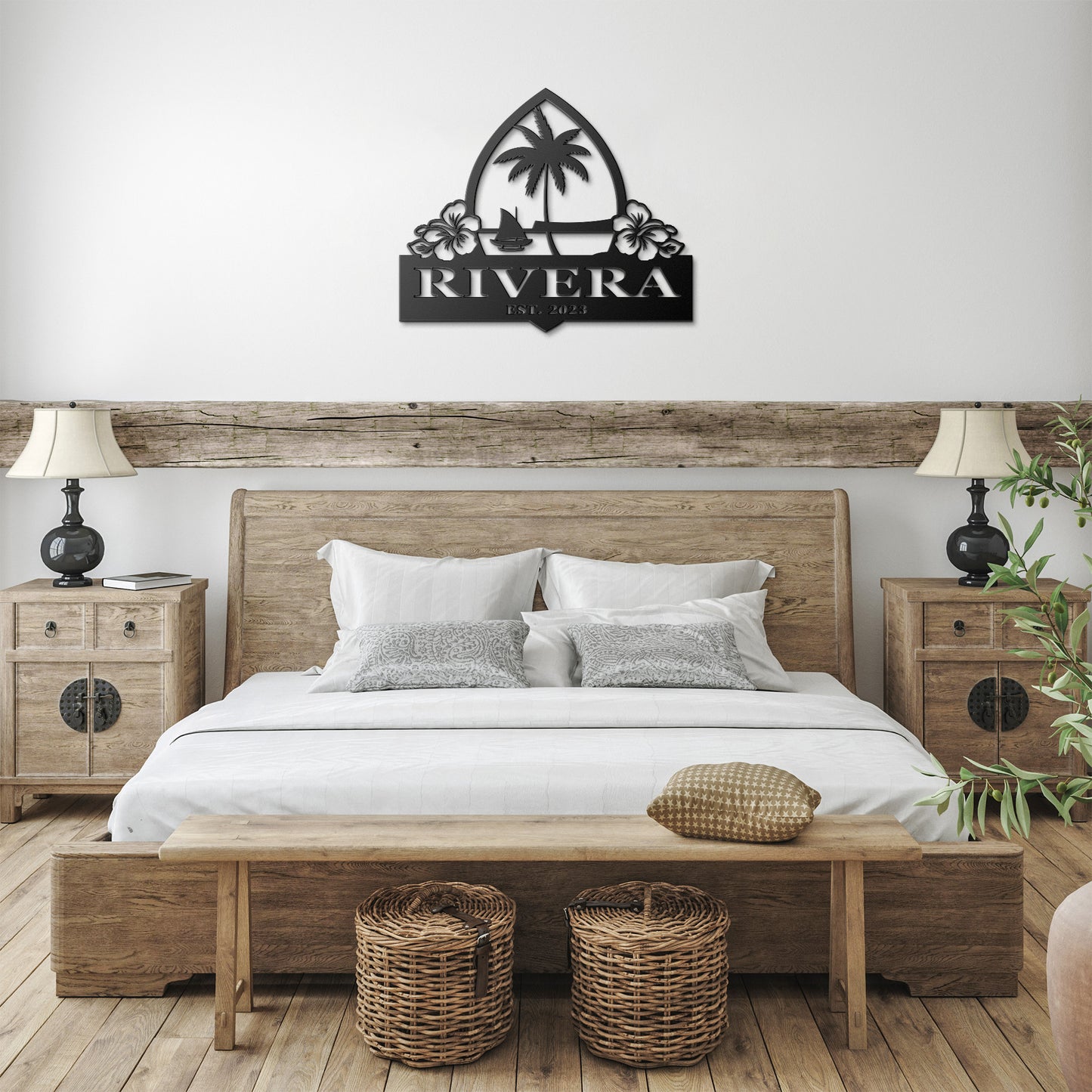Personalized Guam Seal Hibiscus Metal Wall Decor Sign