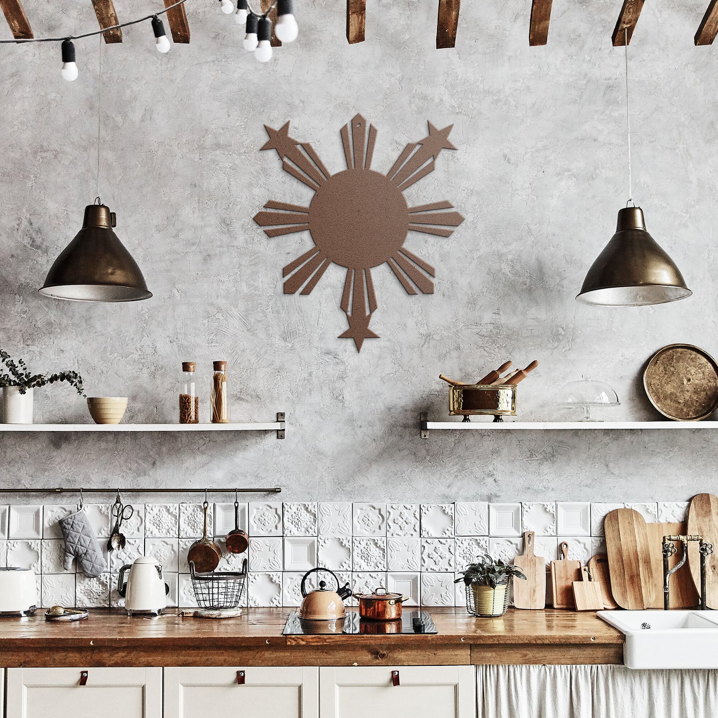 Philippines Sun and Stars Metal Wall Decor Sign