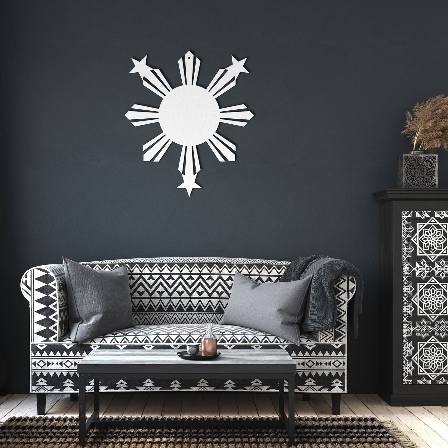 Philippines Sun and Stars Metal Wall Decor Sign
