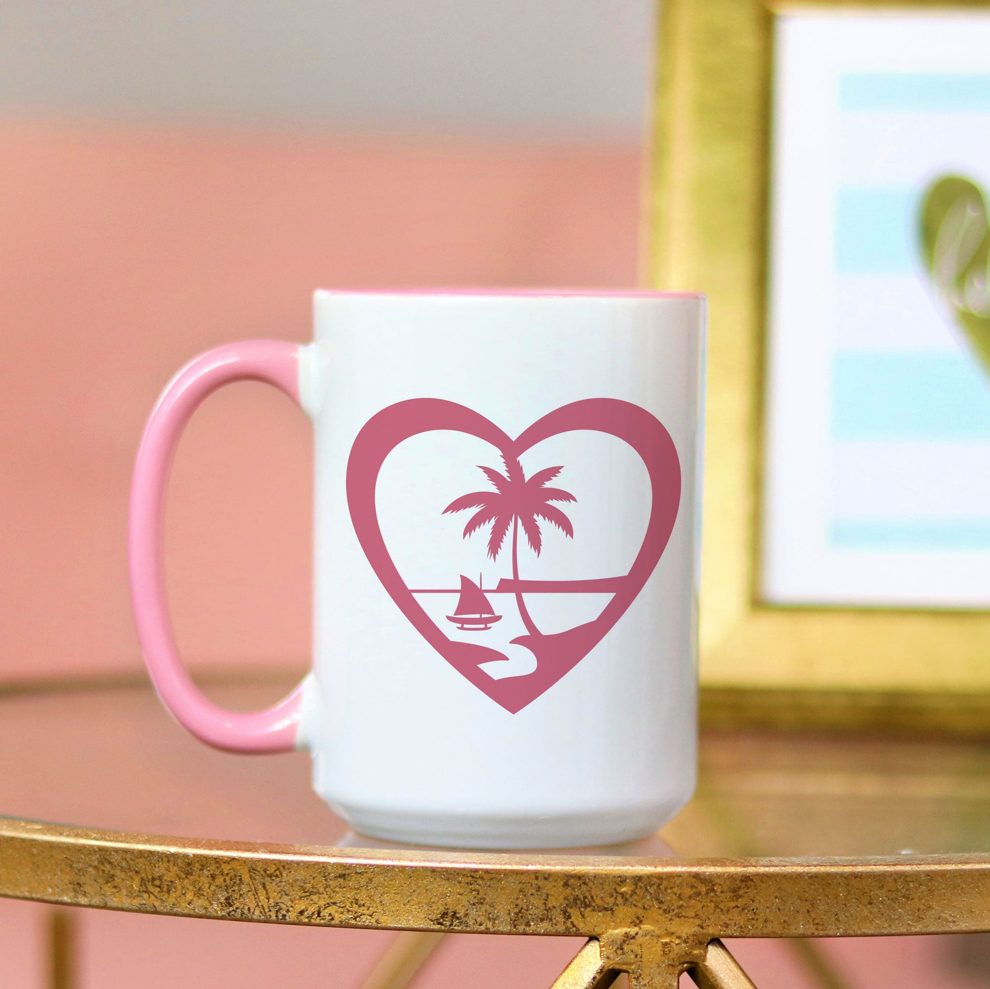 Heart Guam Island Girl Pink and White Deluxe Mug 15oz