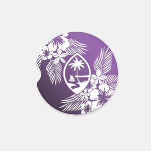 Guam Tropical Hibiscus Purple Sandstone Car Coaster