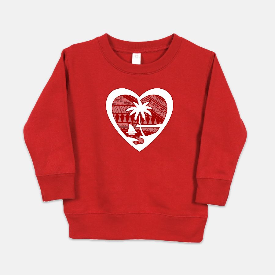 Heart Guam Tribal Red Toddler Crew Neck Sweatshirt