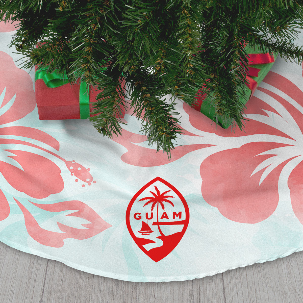 Guam Tropical Hibiscus Christmas Tree Skirt