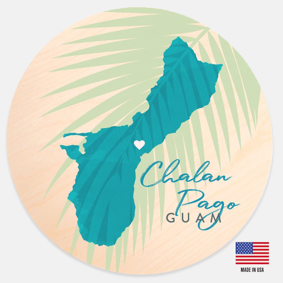 Guam Village Round Wood Sign 12"