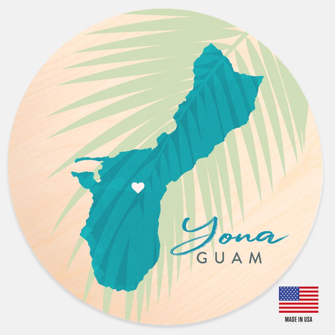 Guam Village Round Wood Sign 12"