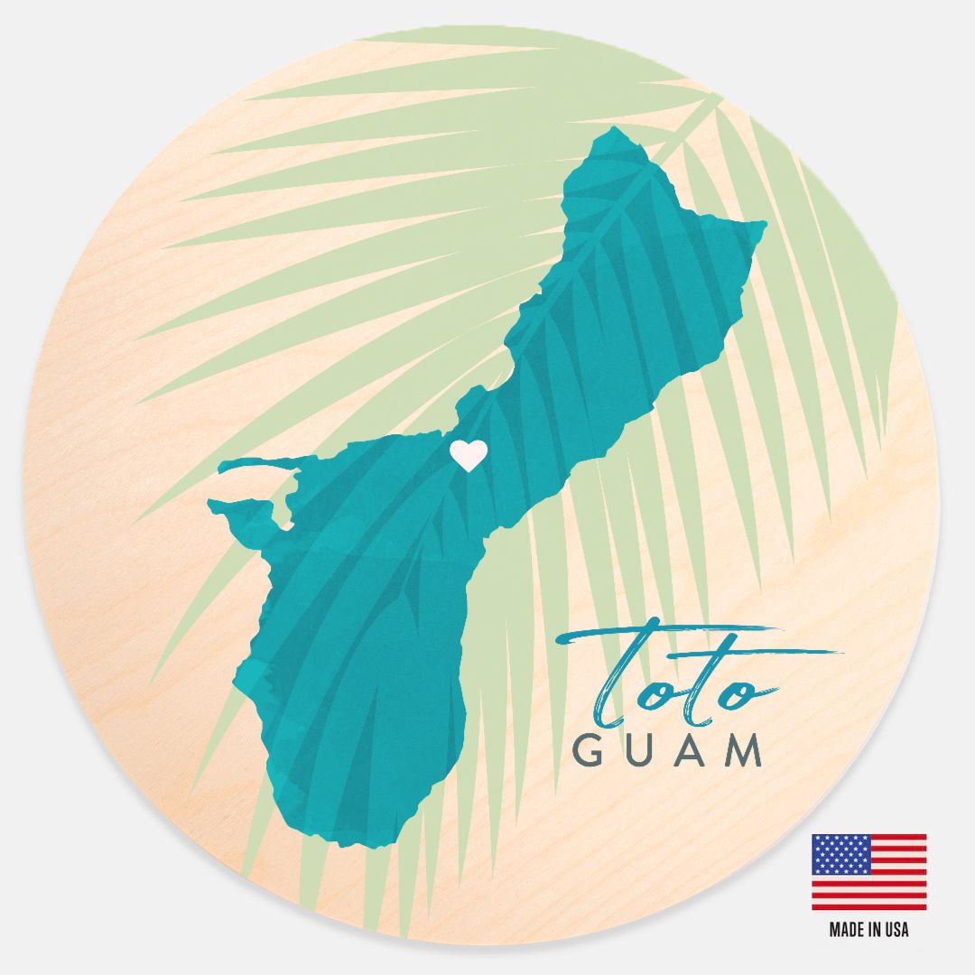 Guam Village Round Wood Sign 12"