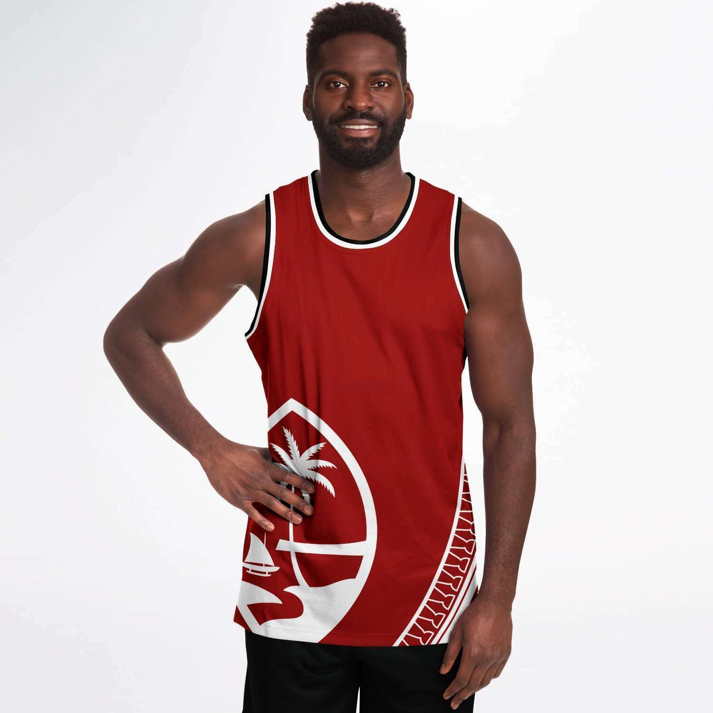 Guam Seal Tribal Red Basketball Jersey