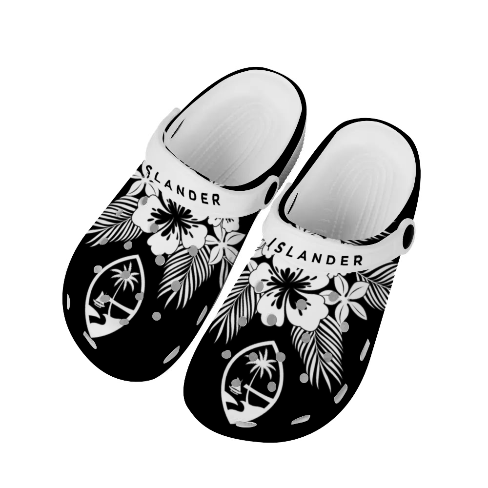 Guam Tropical Hibiscus Black Unisex Rubber Clogs Sandals