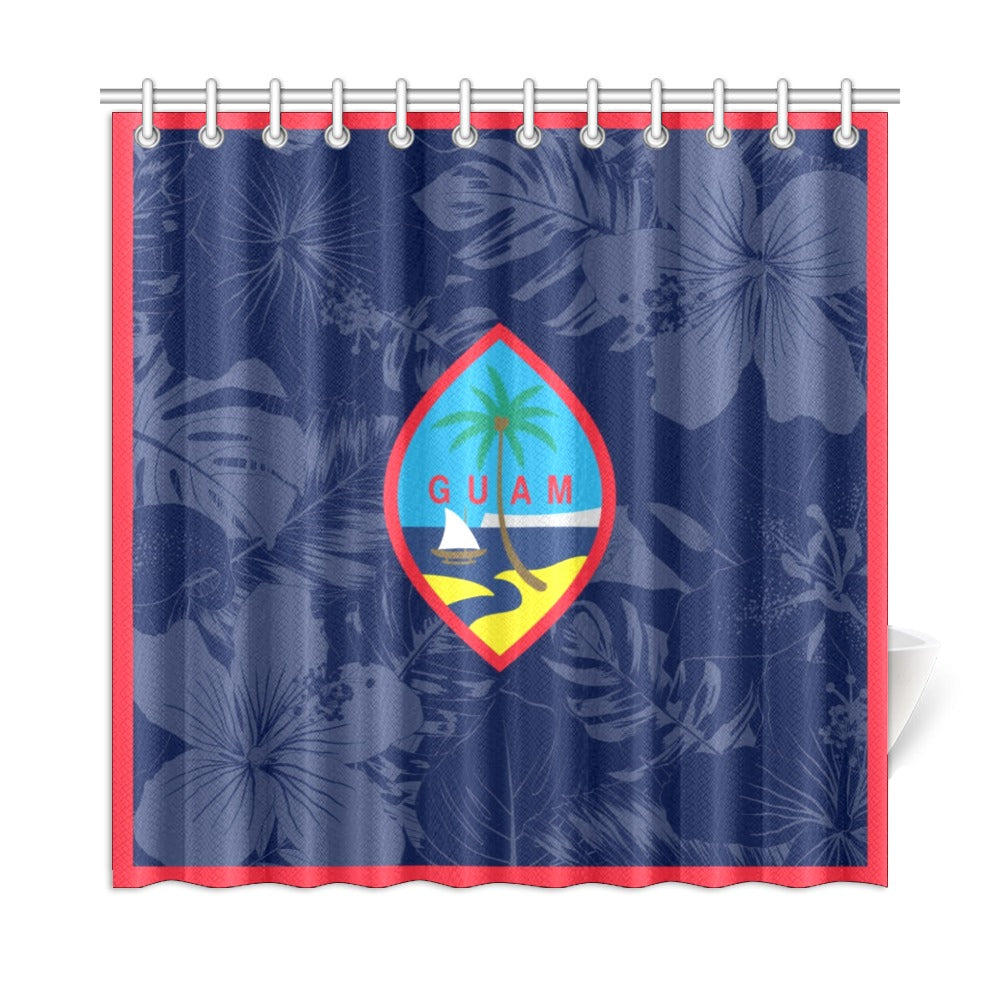 Guam Flag Floral Shower Curtain 72"x72"