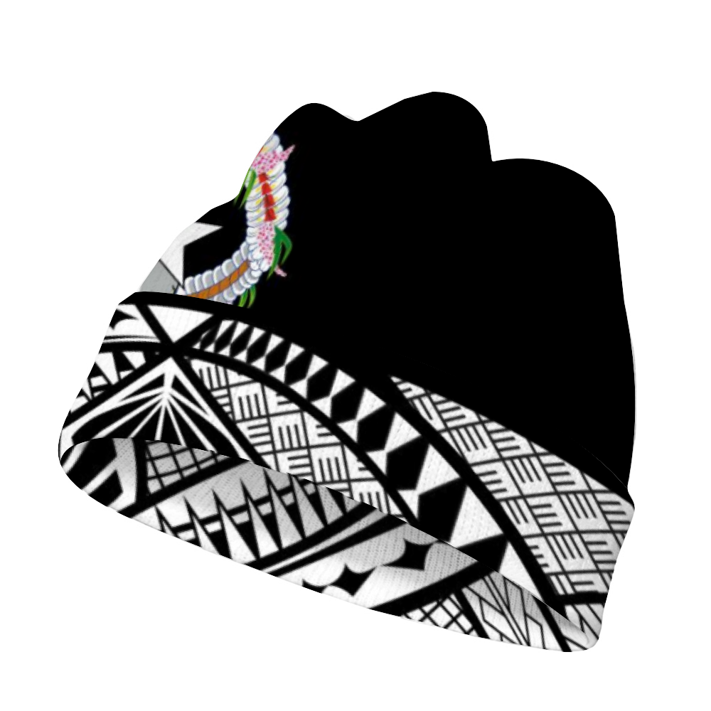 CNMI Saipan Tinian Rota Black Tribal Unisex Crochet Knit Beanie Cap