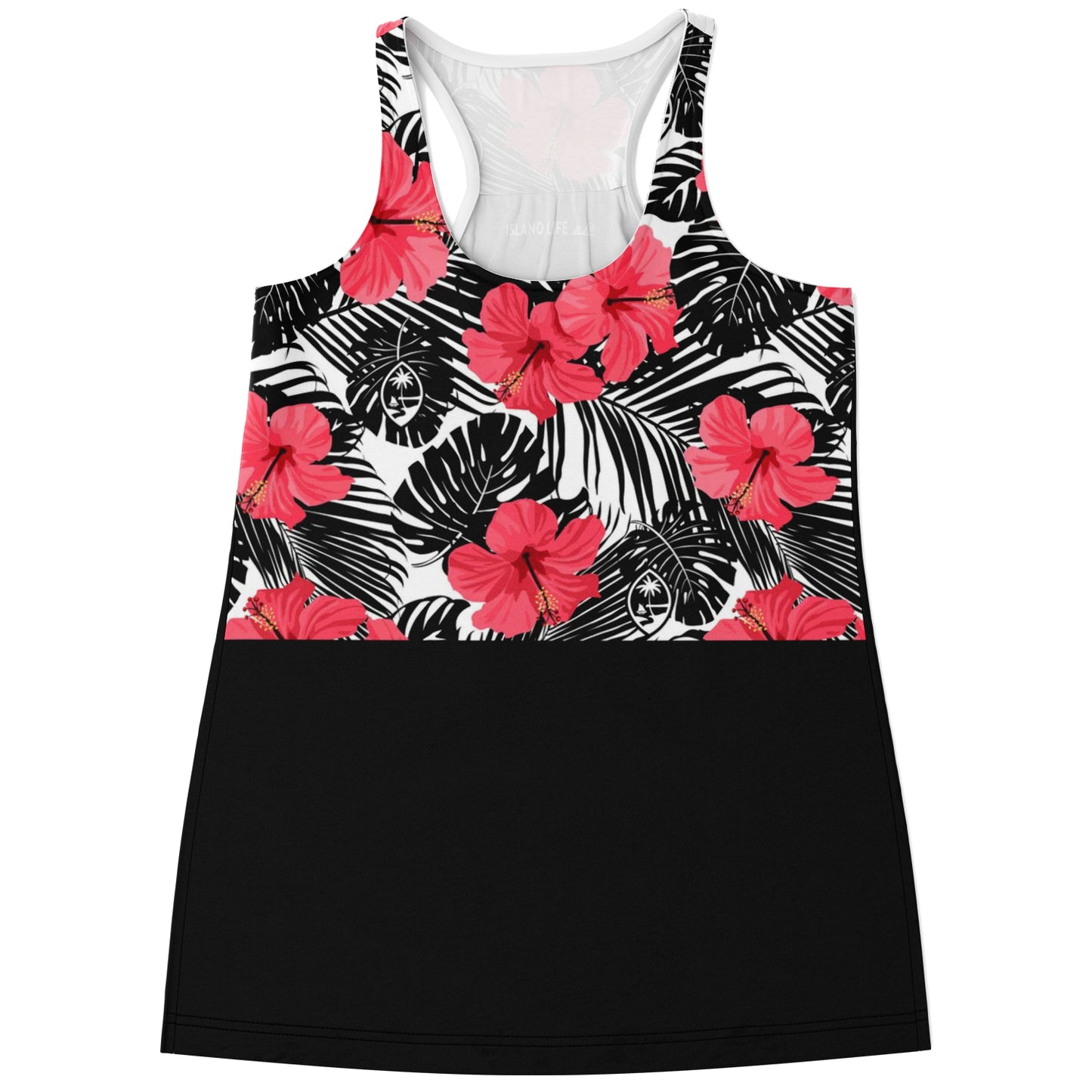 Guam Pink Black Hibiscus Racerback Tank Top