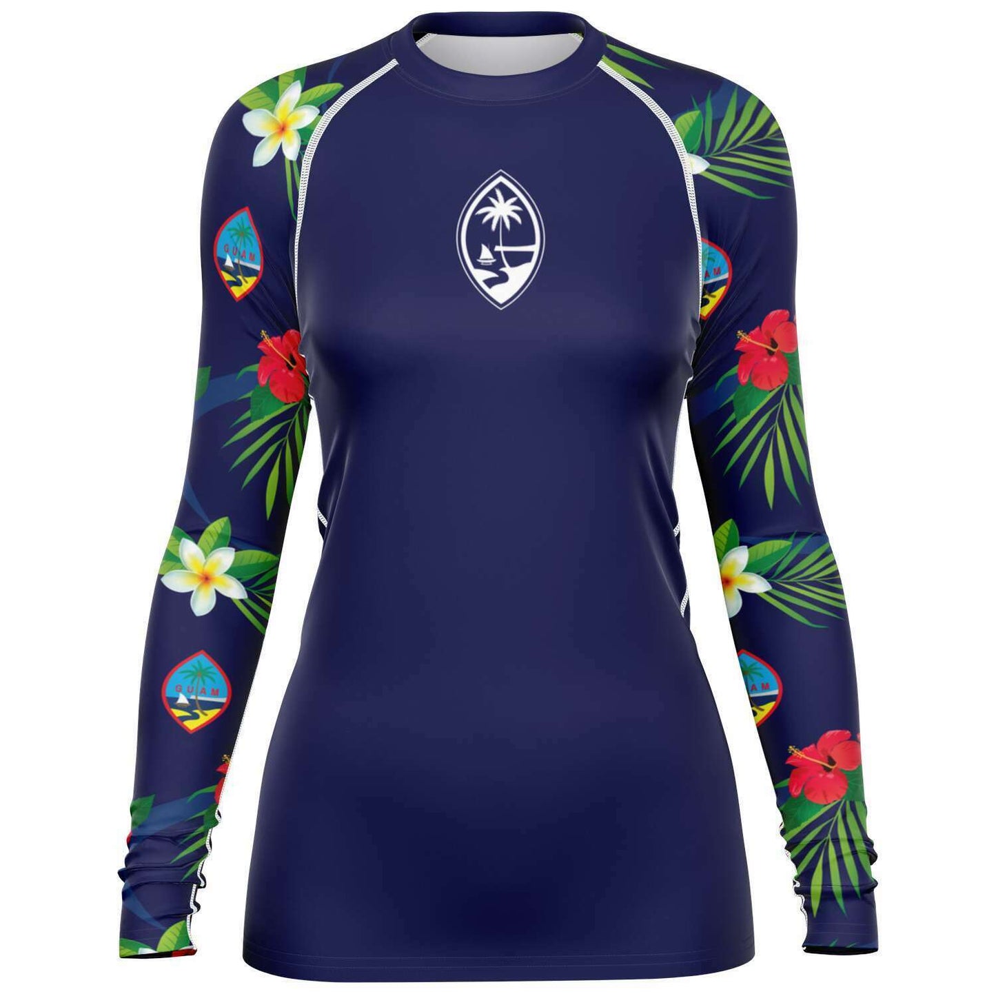 Guam Flag Flowers Women's Rashguard