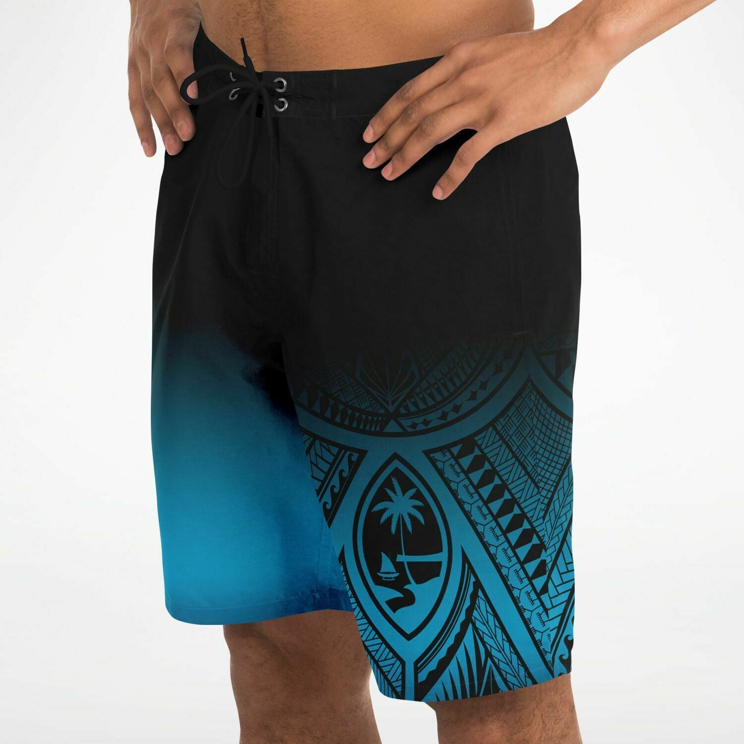 Guahan Tribal Mens Blue Board Shorts