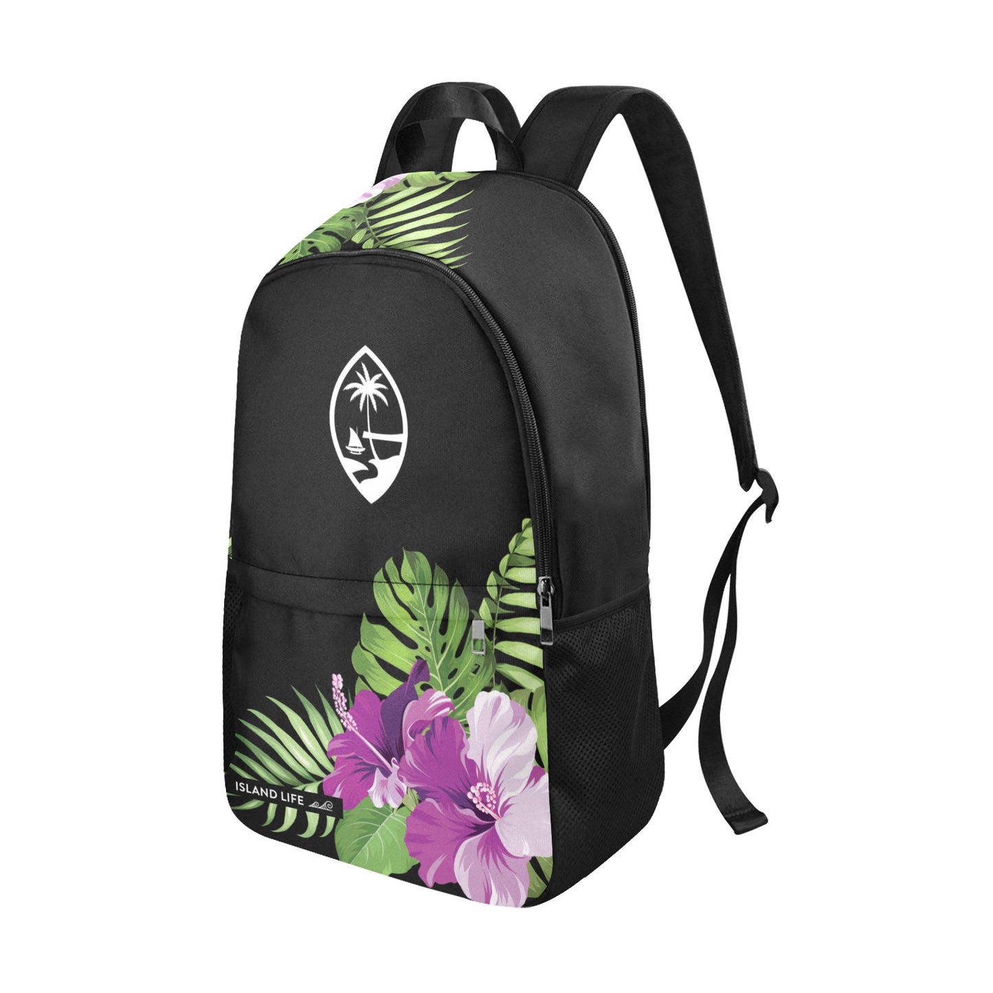 Guam Purple Hibiscus Laptop Side Pockets Backpack