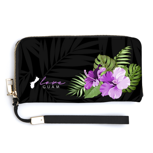 Love Guam Purple Hibiscus Women’s Long Wallet Wristlet