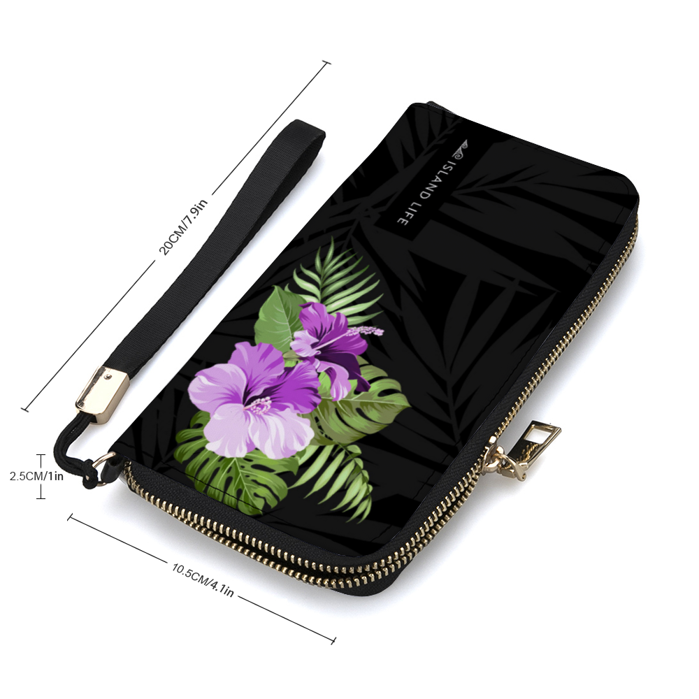 Love Guam Purple Hibiscus Women’s Long Wallet Wristlet