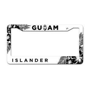 Islander Guam Tropical Hibiscus White Aluminum License Plate Frame