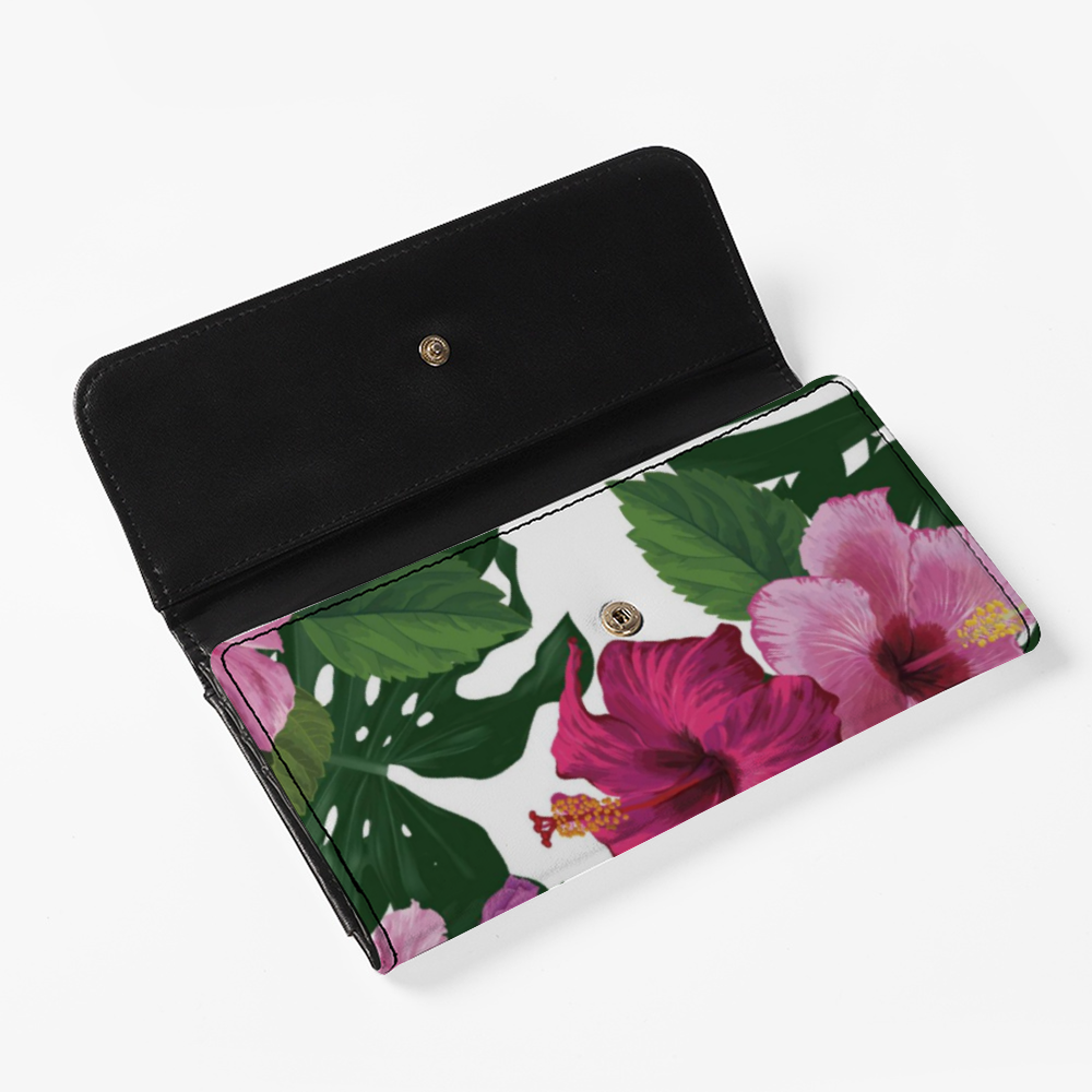 Guam Hibiscus Fuchsia Trifold Women's Wallet