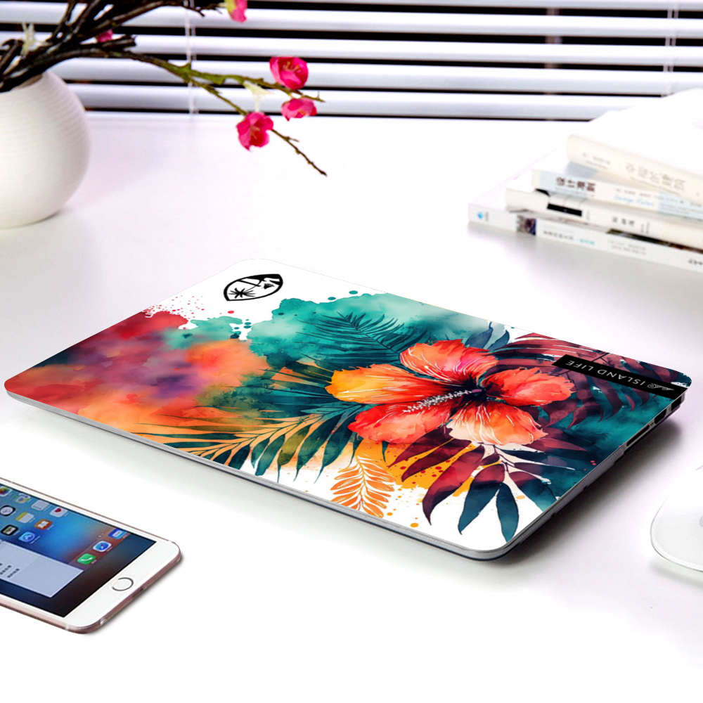 Guam Hibiscus Watercolor MacBook Protective Case Laptop Cover