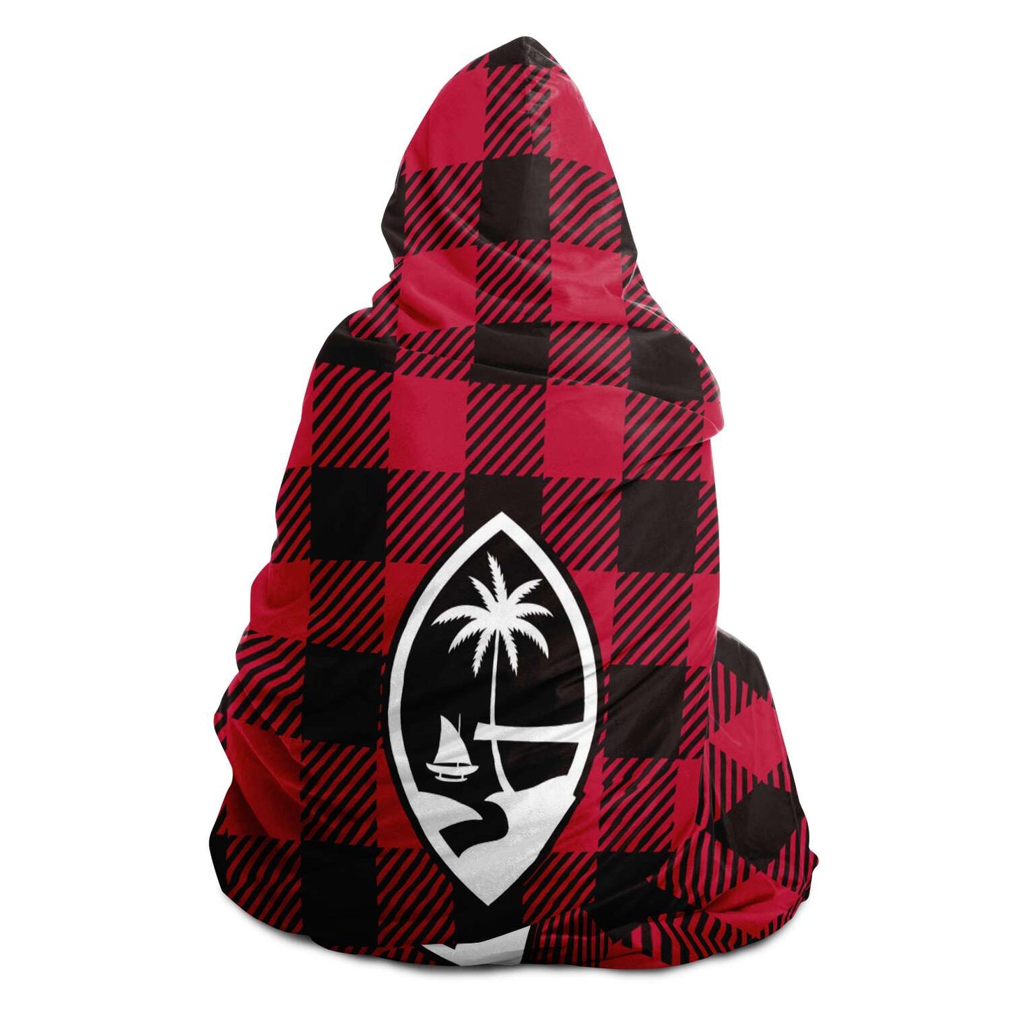 Guam Buffalo Plaid Premium Sherpa Hooded Blanket