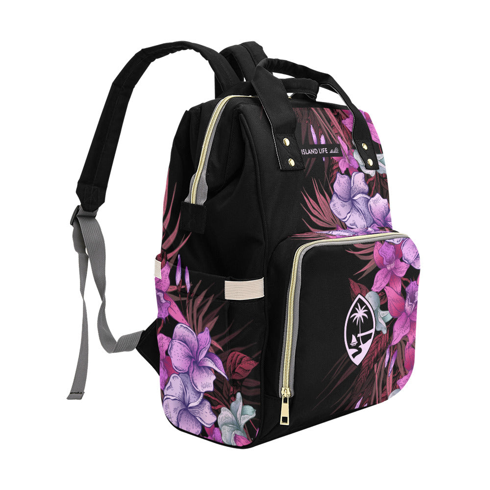 Guam Vintage Hibiscus Multi-Function Baby Diaper Backpack Bag