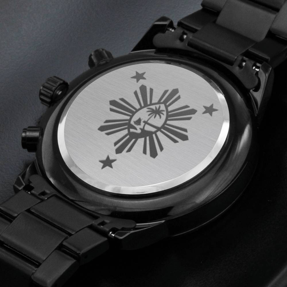 Guam Seal Philippines Black Chronograph Watch
