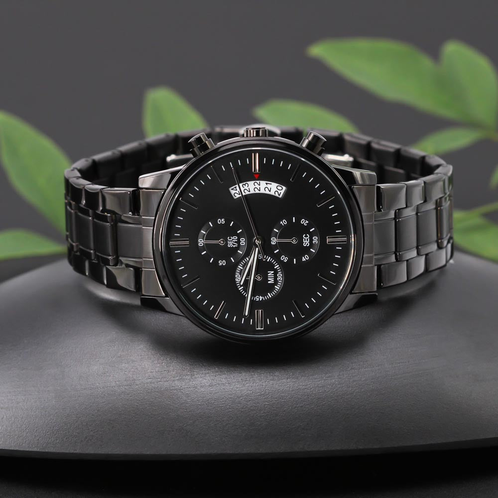 Personalized Men's Black Chronograph Watch