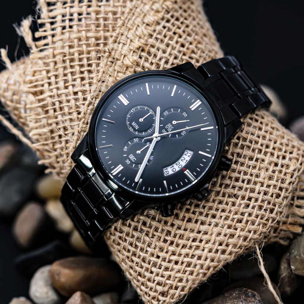 Personalized Men's Black Chronograph Watch