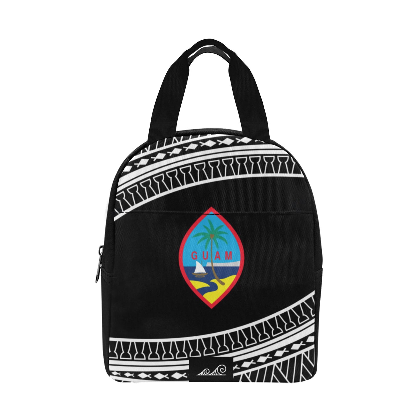 Hafa Adai Guam Tribal Black Zipper Lunch Bag