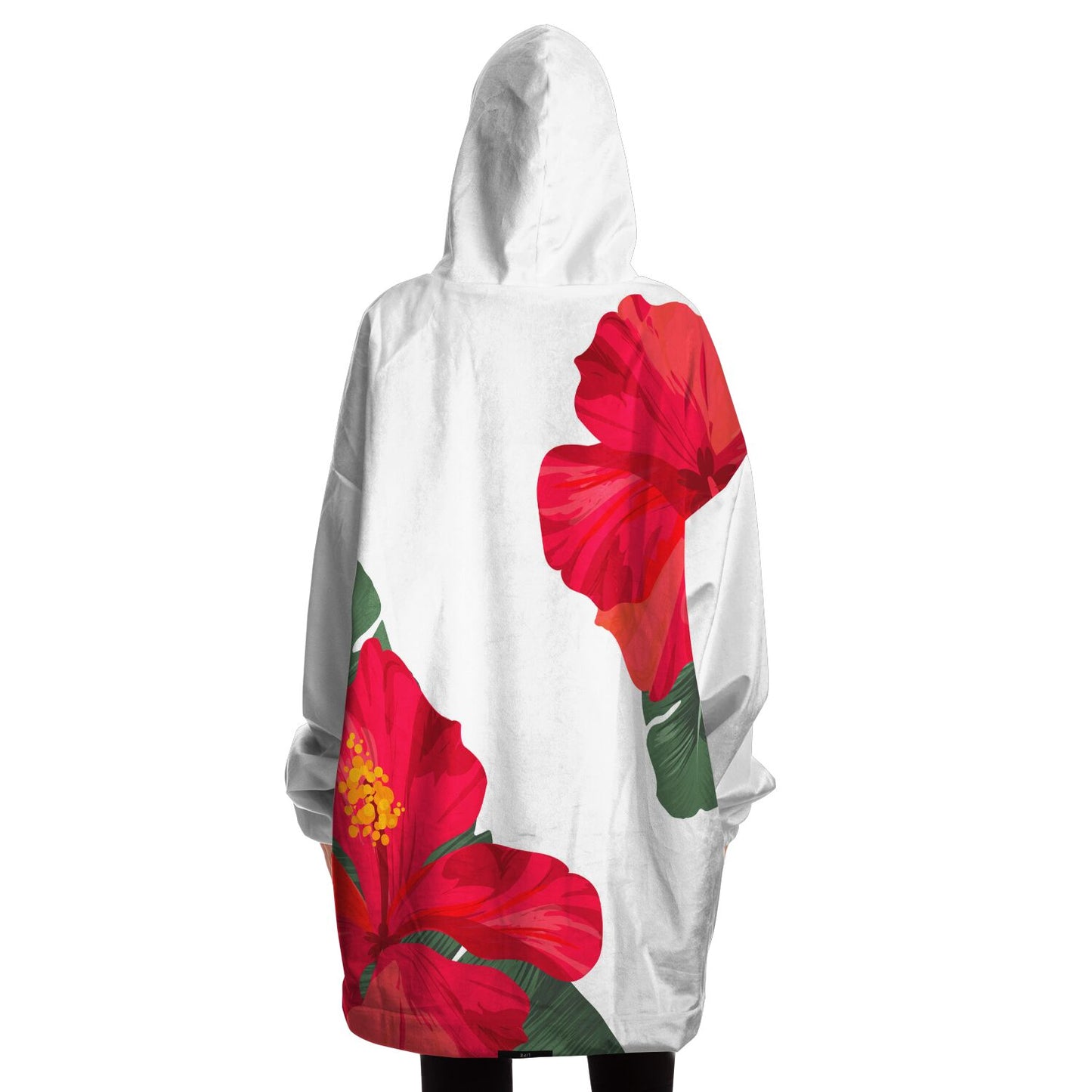 Guam Red Hibiscus Paradise Blanket Snug Hoodie